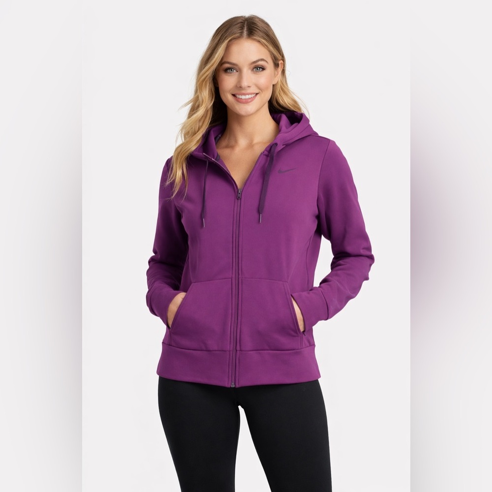 Nike Women’s Dri Fit Full Zip Sweater - Size Medium 
Purple